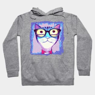 Distressed Cat with Funky Glasses Contemporary Illustration Hoodie